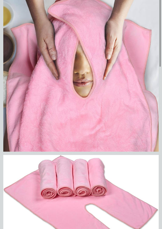Set of 5 pink facial towels
