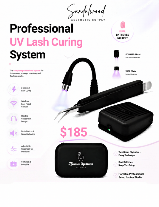 Llama Lashes UV Lash System Kit | Dual Battery, Dual Beam + Wireless Foot Pedal