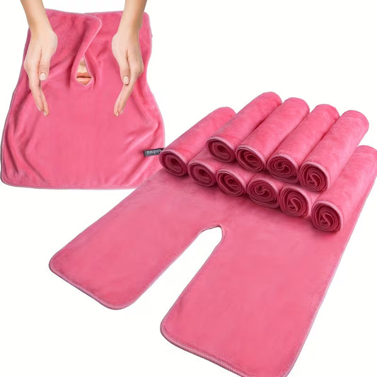 10pcs Facial Towels For Estheticians - Spa Quality U Shape Face Wrap Skincare Towel : Color Pink