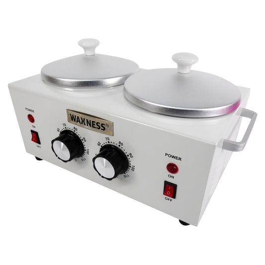 Professional Double Wax Heater WN-5002 E White Elite Series with Silicone Liners 2 X 1 lb